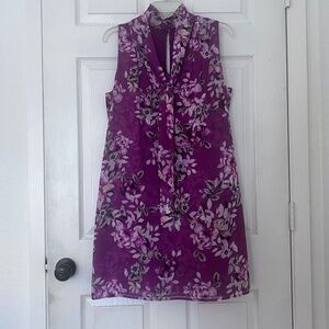 White House Black Market Sleeveless A-Line Floral Choker Dress, Fuchsia, size 8